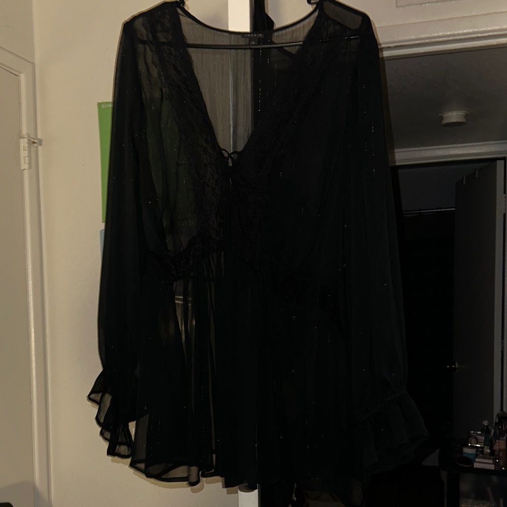 Torrid Black Textured Blouse